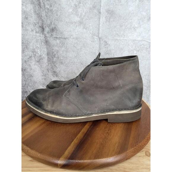 Clarks Chukka Boots Mens 11.5 M Buschacre 2 Gray Leather Lace Up‎ Ankle Shoes